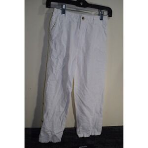 2013 Janie & Jack Elastic Waist Linen Blend Capri Pants White GIRLS 8 25x23